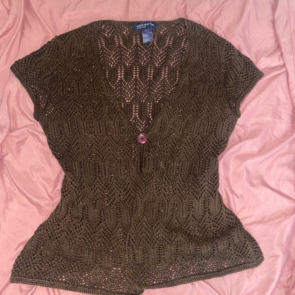 Brown Short Sleeve Cardigan